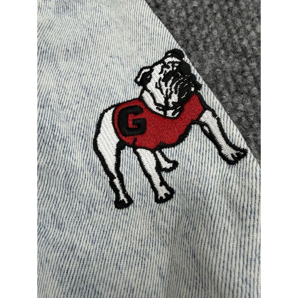 Georgia Bulldogs Women's Small Light Denim Cropped Jean Jacket - New - Picture 5 of 10